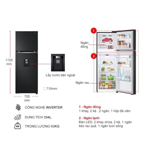 ben trong tu lanh 2 canh inverter 334 lit lg ltd33blm